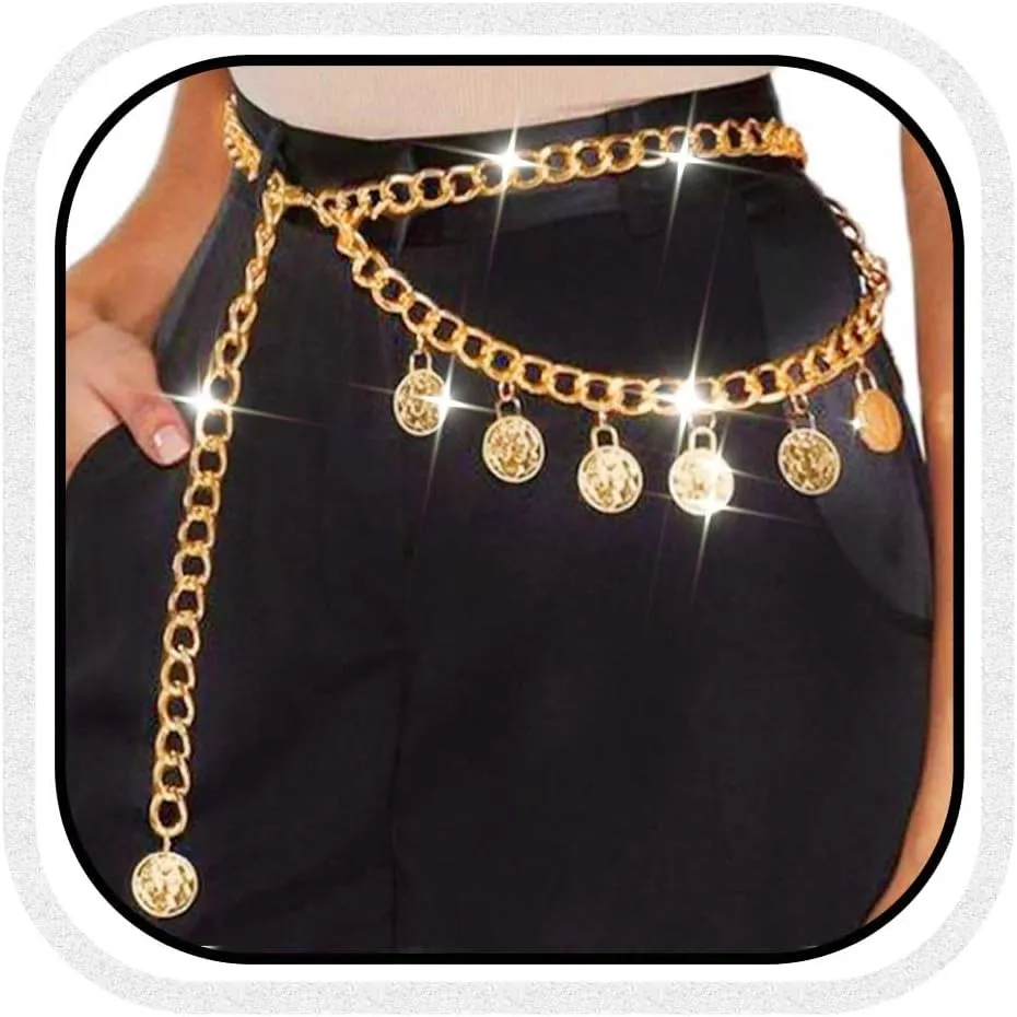 CLOACE Layered Coins Waist Chain Gold Coin Body Chain Fashion Nightclub Adjustable Belly Body Jewelry Accessories for Women