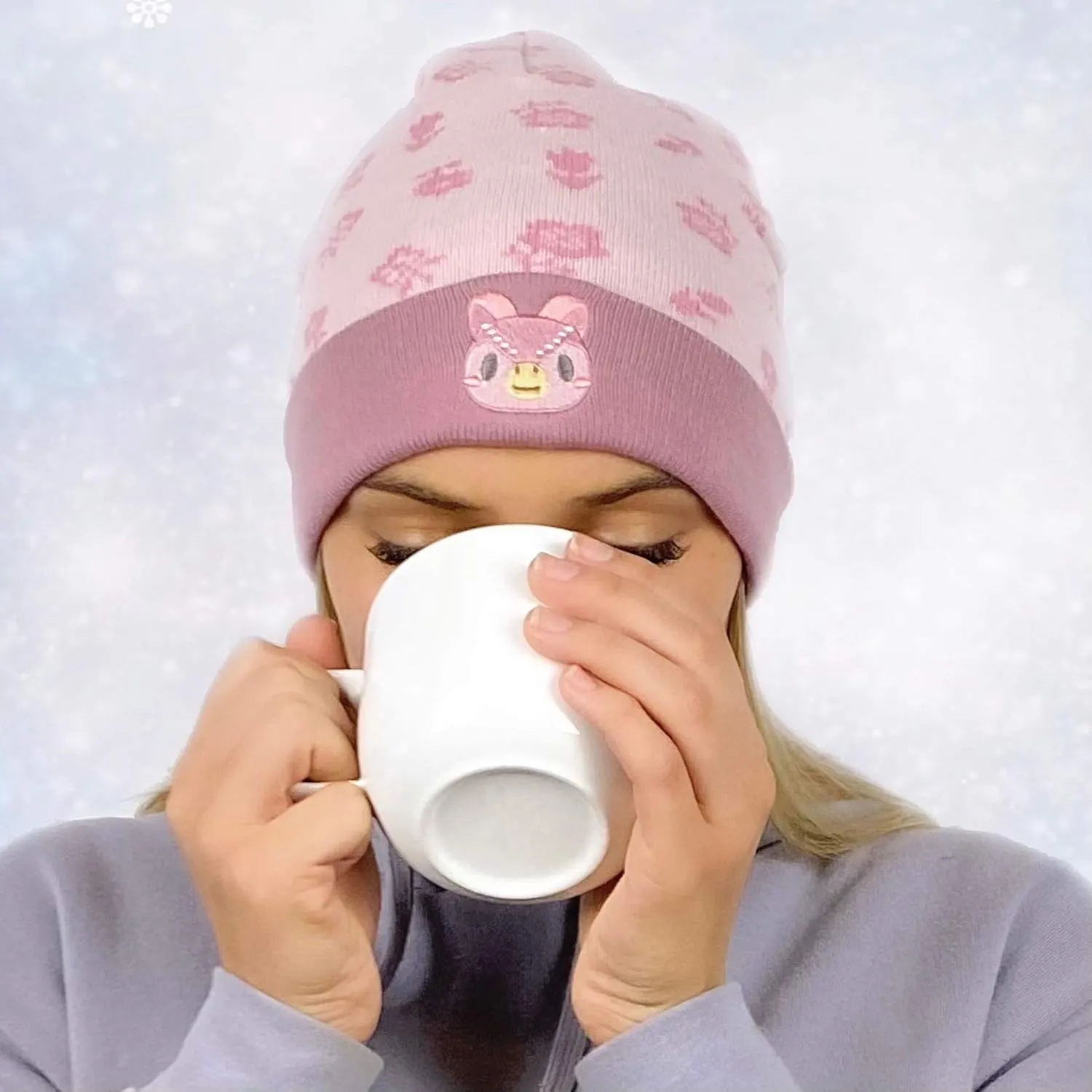 Controller Gear Authentic and Officially Licensed Animal Crossing: New Horizons - Celeste Floral Knit Beanie Foldover [2 Pack] - Not Machine Specific