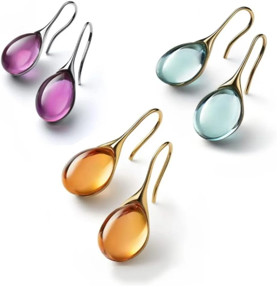 Dainty Water Drop Earrings Multicolor Crystal Square Geometry Teardrop Waterdrop Shape Earrings for Women