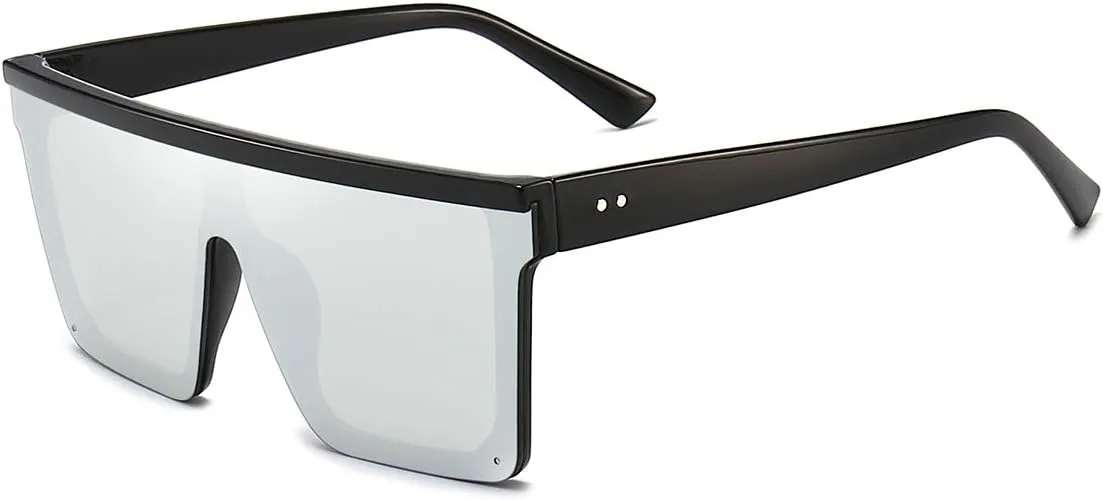 Dollger Square Oversized Sunglasses for Women Men Fashion Flat Top Big Black Frame Shades