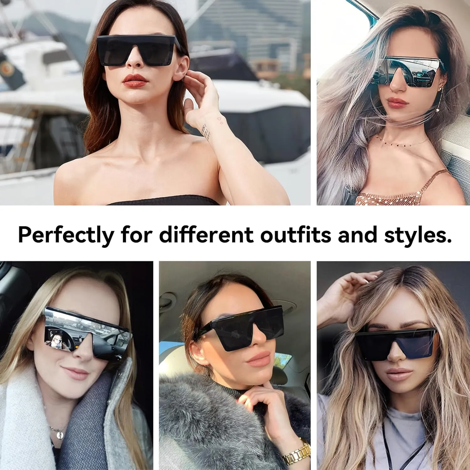 Dollger Square Oversized Sunglasses for Women Men Fashion Flat Top Big Black Frame Shades