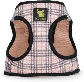 EcoBark Step in Dog Harness - Eco-Friendly Teacup Dog Harnesses for XXS, XS, and Small Dogs - Reflective and Adjustable Mini Body Halter Vest -Tiny Soft Mesh Toy Breed Harness (Beige Plaid, XS)