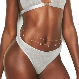 ELABEST Layered Beaded Waist Chain Beads Belly Chain Crystal Stomach Chain Rhinestone Body Jewelry Accessories Women