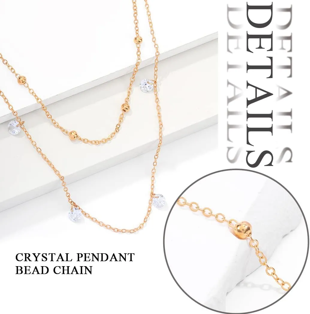 ELABEST Layered Beaded Waist Chain Beads Belly Chain Crystal Stomach Chain Rhinestone Body Jewelry Accessories Women