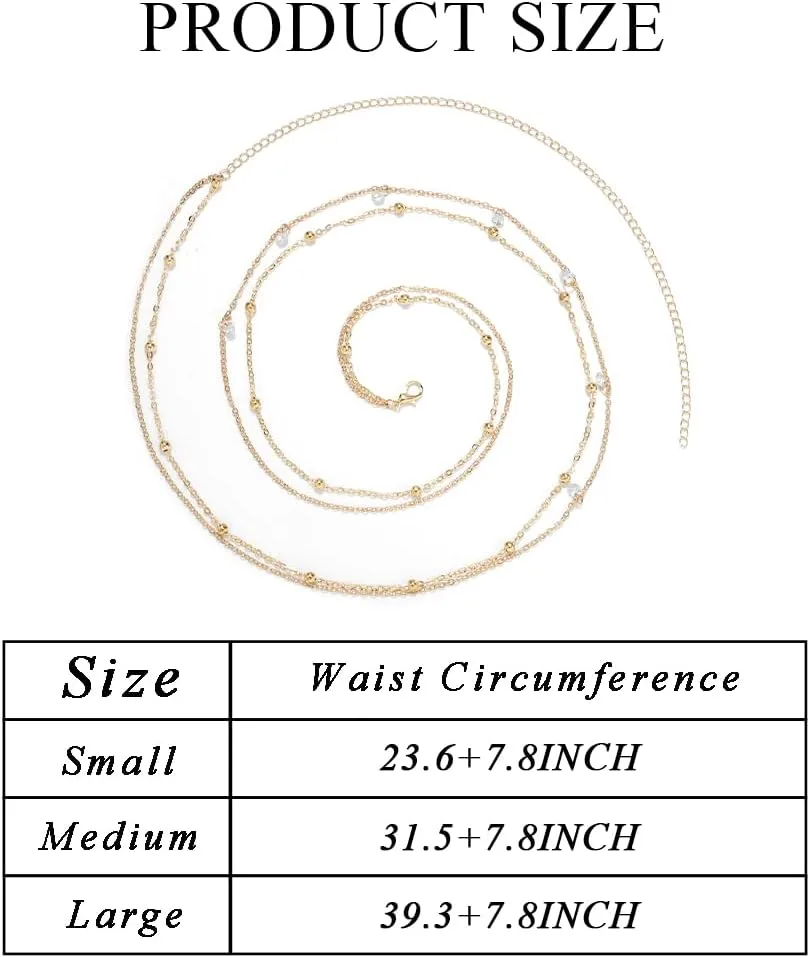 ELABEST Layered Beaded Waist Chain Beads Belly Chain Crystal Stomach Chain Rhinestone Body Jewelry Accessories Women