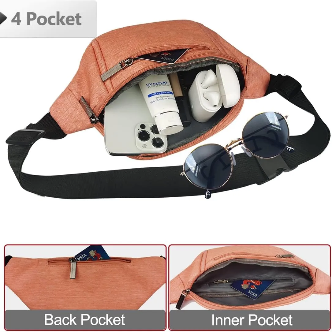 Fanny Pack for Men Women,Crossbody Waist Bag Pack,Belt Bag for Travel Walking Running Hiking Cycling,Easy Carry Any Phone,Wallet (Orange)