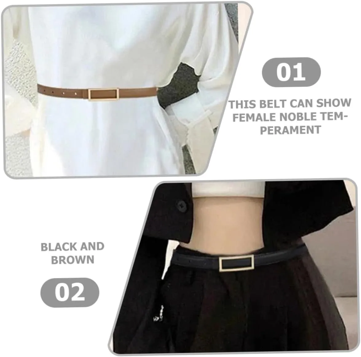 Faux Leather Thin Belt for Women Elegant Waist Accessory with Metal Buckle Versatile and Dress Belts