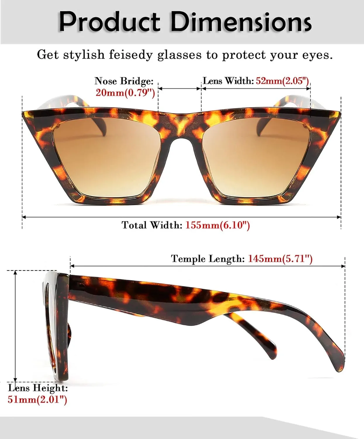 FEISEDY Vintage Square Cat Eye Sunglasses Women Trendy Cateye Sunglasses B2473