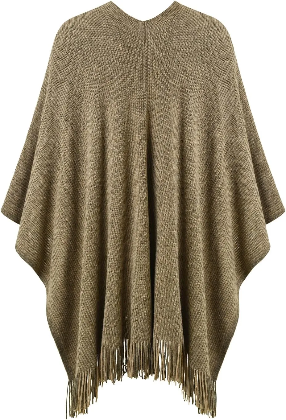 Ferand Women's Shawl Wraps with Pockets Open Front Fringe Poncho Cozy Knit Lightweight Cardigan Sweater