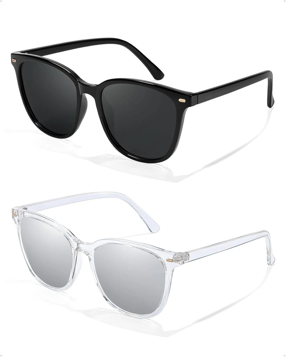 FIMILU 2 Packs Sunglasses for Women Polarized UV400 Protection Lens Big Frame Fashion Glasses Trendy Stylish Shade