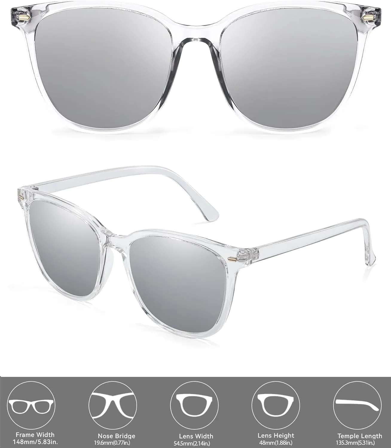FIMILU 2 Packs Sunglasses for Women Polarized UV400 Protection Lens Big Frame Fashion Glasses Trendy Stylish Shade