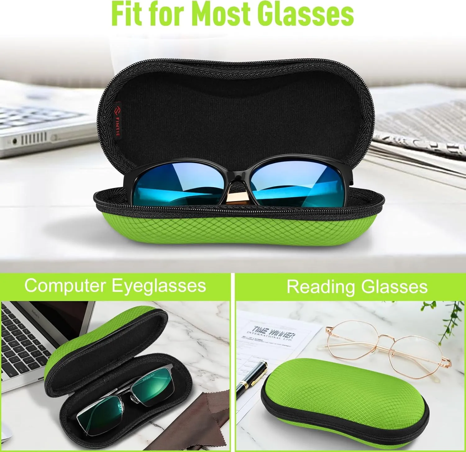 Fintie Sunglasses Case, Hard EVA Shell Shockproof Sport Glasses Case with Metal Carabiner Travel Zipper Eyeglasses Holder