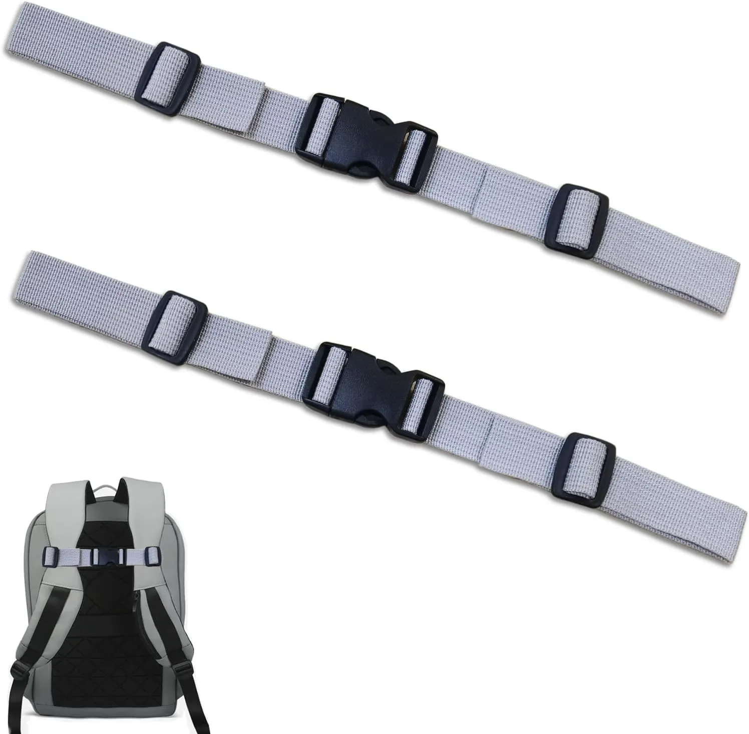 FuninCrea 2 Pair Backpack Chest Strap, 2.5cm Adjustable Sternum Straps for Backpacks Chest Harness Strap Quick Release Backpack Straps Backpack Clips Anti-Slip for Pack Luggage