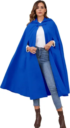 Gihuo Cape Poncho Women's Hooded Maxi Cloak Coat Winter Warm Long Cloak Cosplay Costumes Outerwear