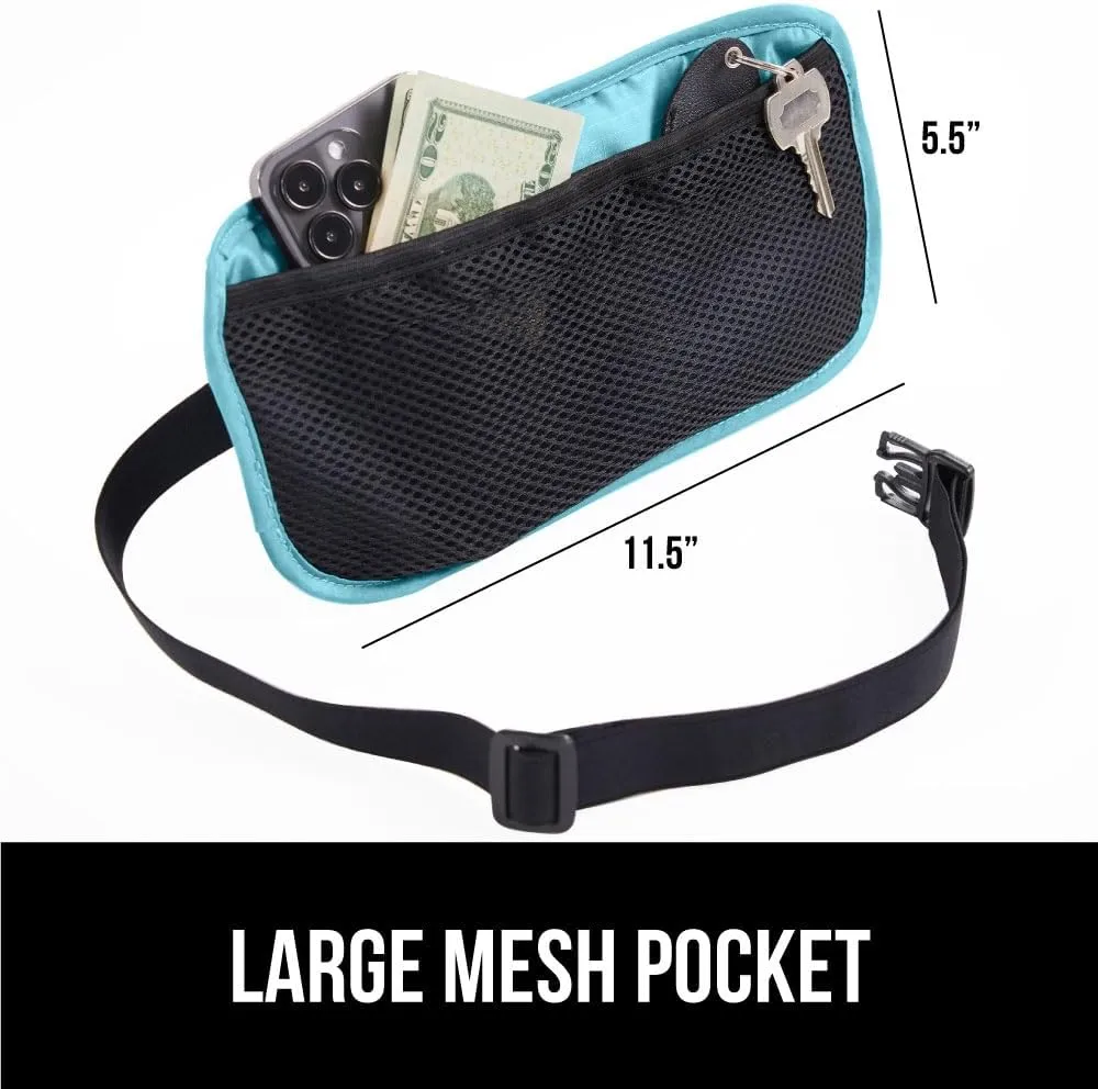 GORILLA GRIP 4 Pocket Secure RFID Blocking Money Belt, Anti Theft Hidden Fanny Pack for Passport and Credit Cards Water Repellent Travel Pouch for Men Women with Adjustable Waist and Zippers Turquoise