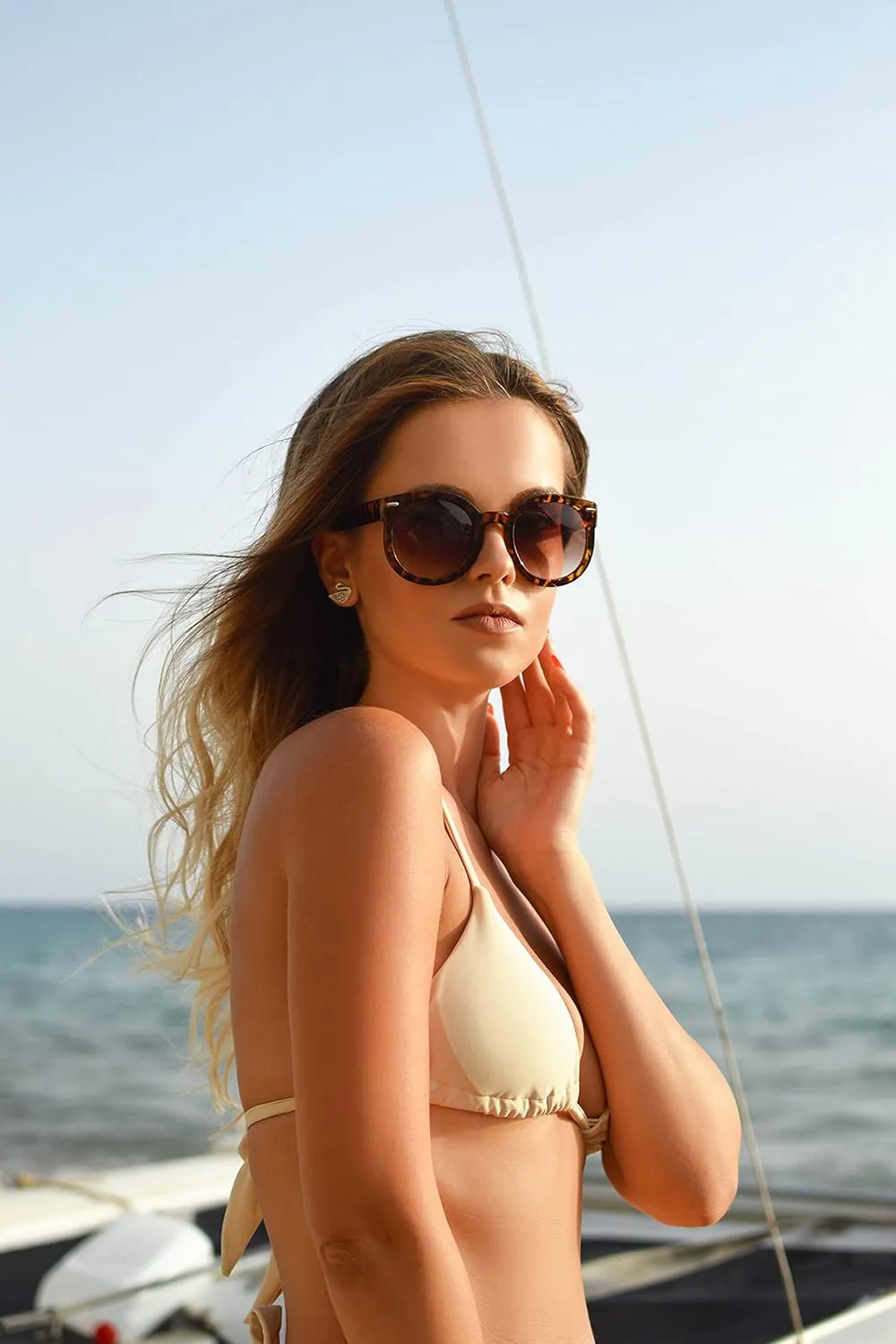 grinderPUNCH Trendy Round Polarized Sunglasses | Trendy Oversized Sunglasses for Women Men | Retro Round Polarized Sunglasses