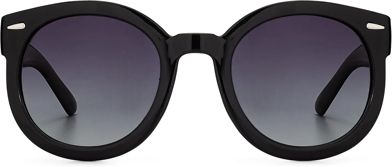 grinderPUNCH Trendy Round Polarized Sunglasses | Trendy Oversized Sunglasses for Women Men | Retro Round Polarized Sunglasses