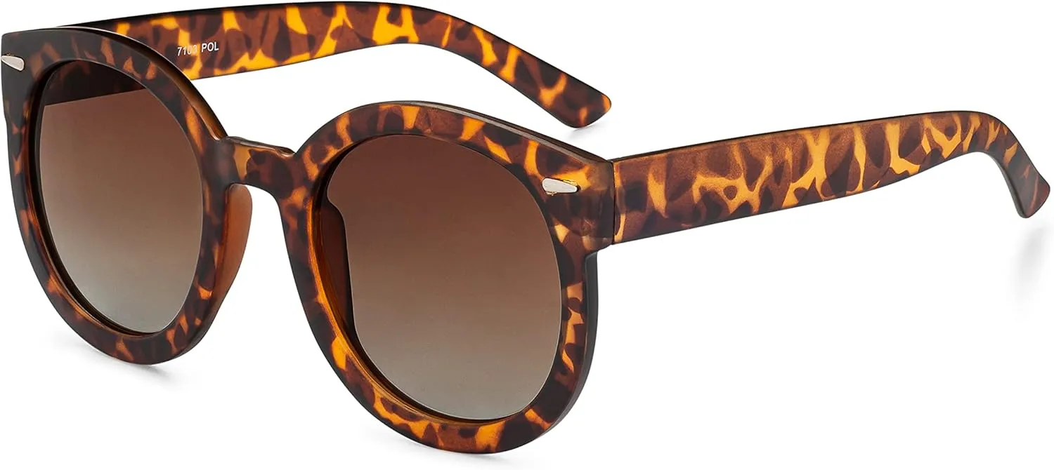 grinderPUNCH Trendy Round Polarized Sunglasses | Trendy Oversized Sunglasses for Women Men | Retro Round Polarized Sunglasses