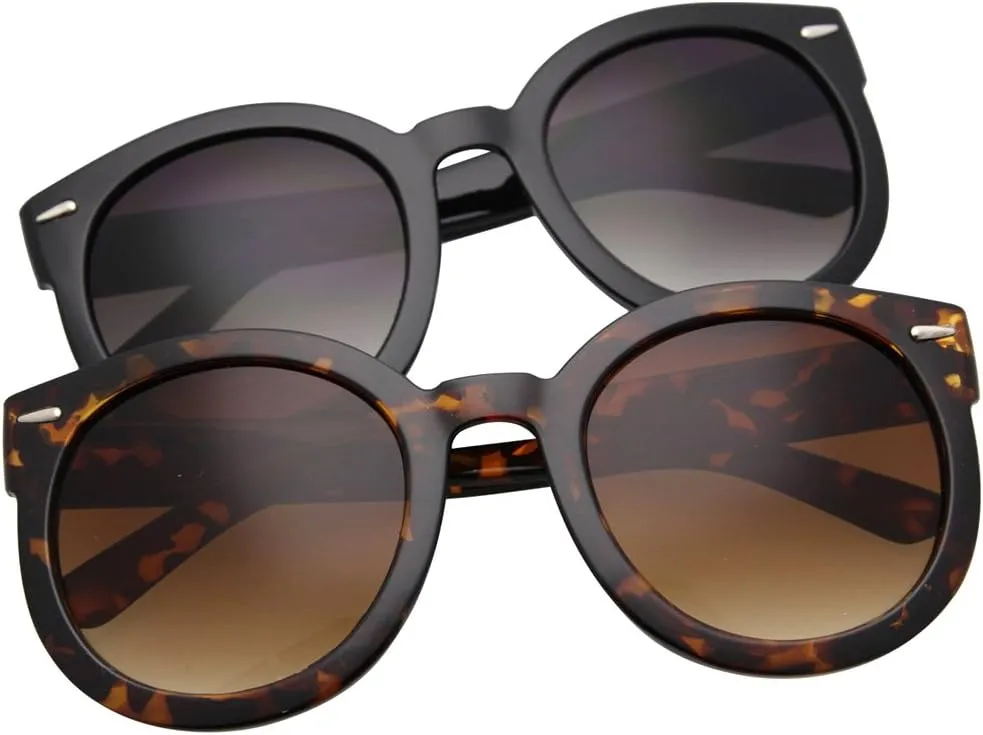 grinderPUNCH Trendy Round Polarized Sunglasses | Trendy Oversized Sunglasses for Women Men | Retro Round Polarized Sunglasses