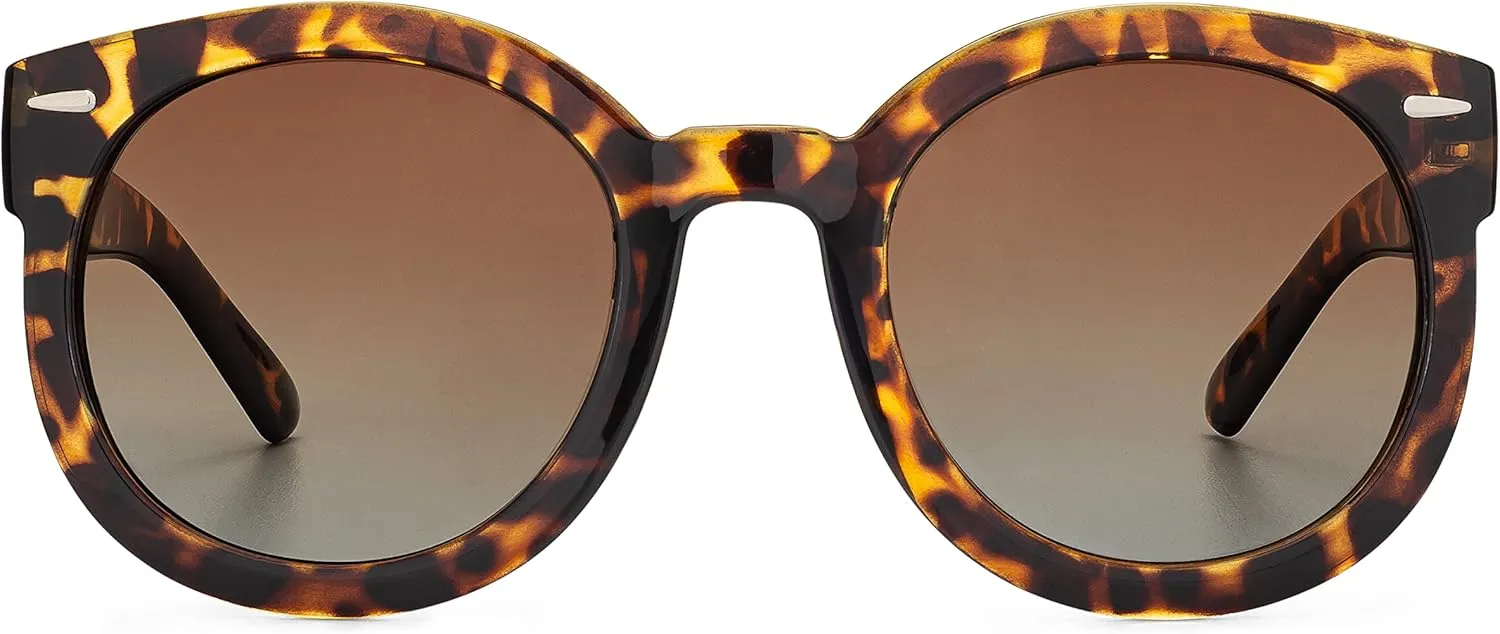 grinderPUNCH Trendy Round Polarized Sunglasses | Trendy Oversized Sunglasses for Women Men | Retro Round Polarized Sunglasses