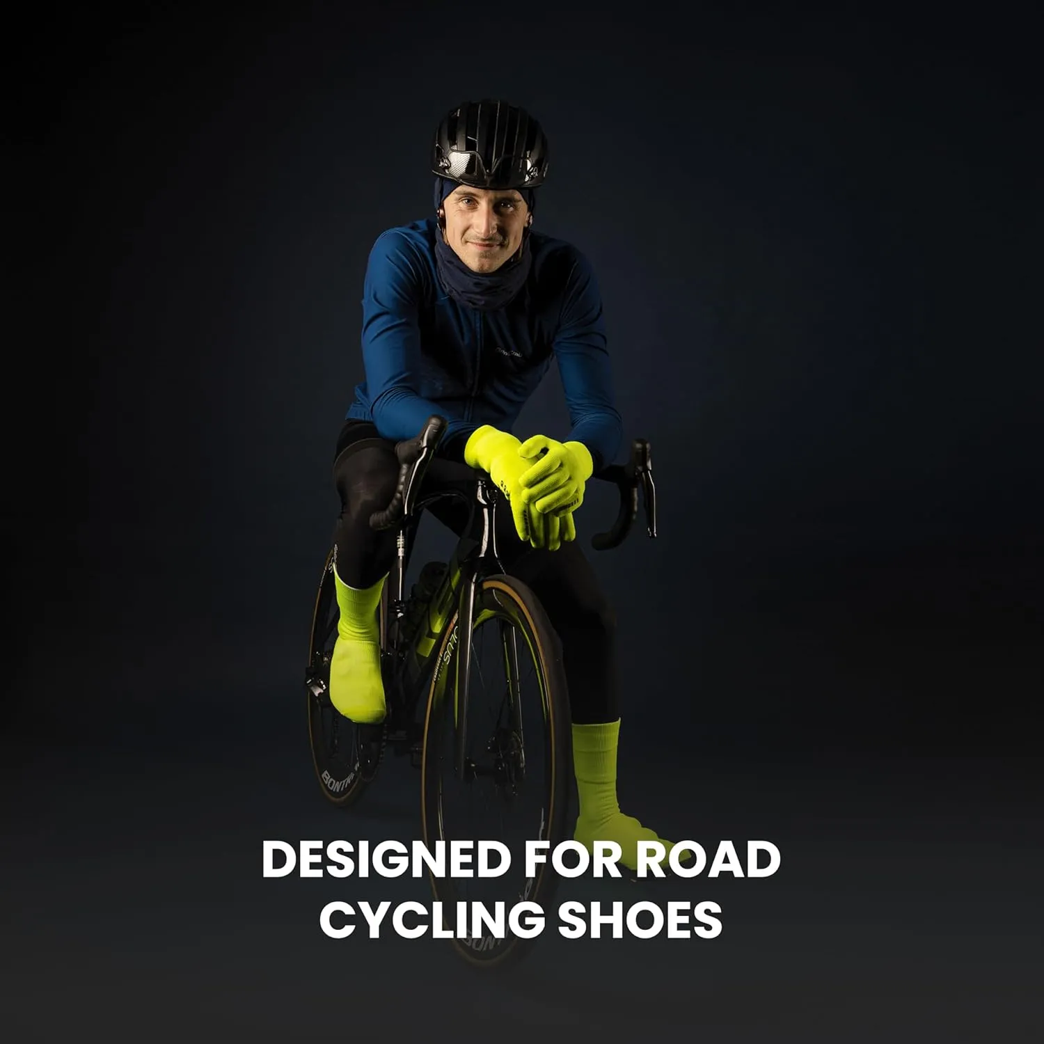 GripGrab Flandrien Waterproof Knitted Road Cycling Shoe Covers High Cut Windproof Insulating Zipperless Aero Overshoes