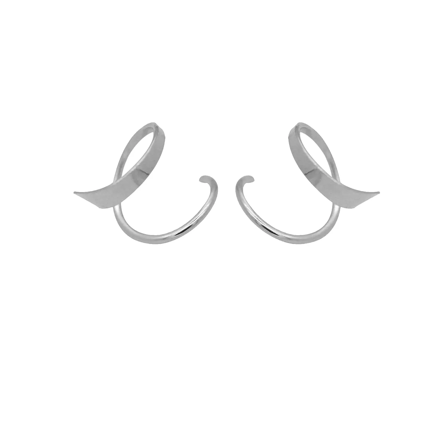Handmade Double Spiral Threader Earrings,Hand Bent Dangle Earrings Hypoallergenic Twist Chain Wave Tassel Curved Pull Through Earrings Jewelry for Women (Spring Coil Ring-Silver)