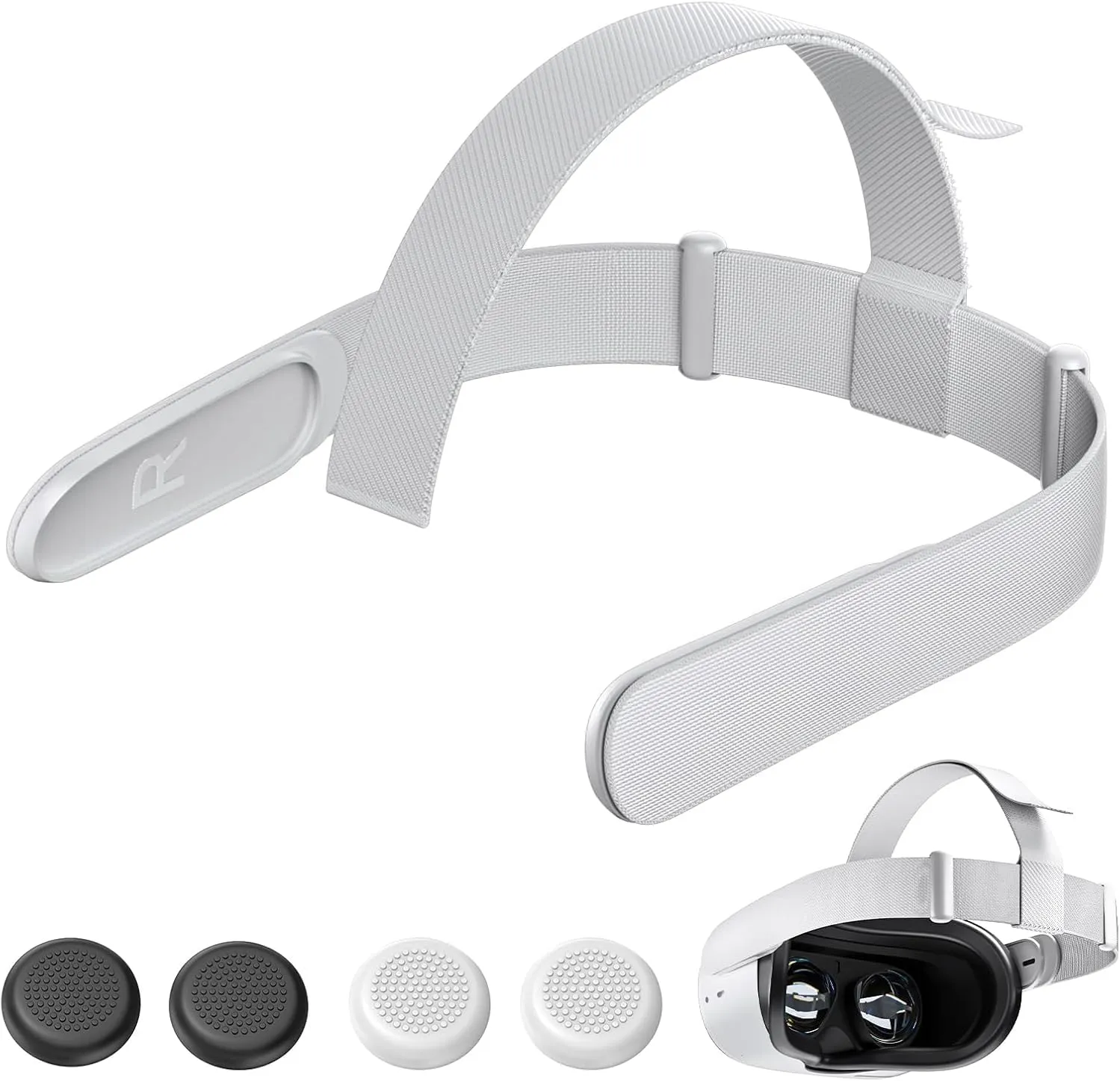 Head Strap for Oculus Quest 2 Headset, Original Replacement Meta Quest 2 Head Strap with 4 Controller Thumb Grip Caps, Quest 2 Head Strap