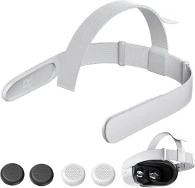 Head Strap for Oculus Quest 2 Headset, Original Replacement Meta Quest 2 Head Strap with 4 Controller Thumb Grip Caps, Quest 2 Head Strap