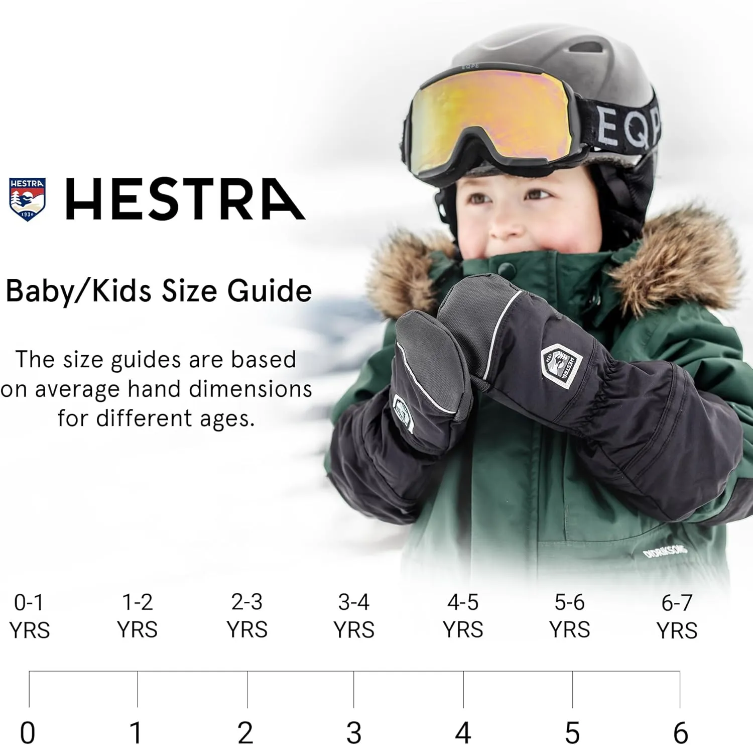 Hestra Baby Zip Long Mitt (Child 1-9yrs) | Waterproof, Insulated Mittens for Toddlers & Kids for Winter & Playing in The Snow