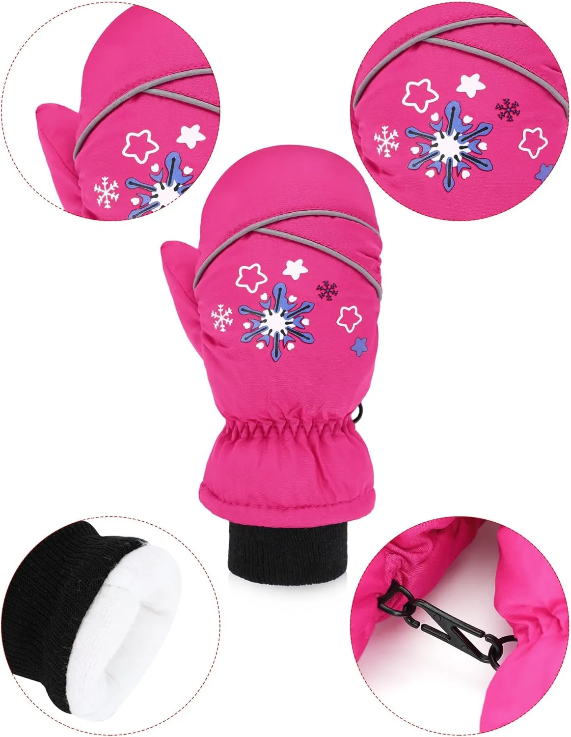 Hicarer 6 Pairs Winter Kids Mittens Toddlers Waterproof Mittens Bulk Winter Snow Ski Warm Gloves Unisex for girl boy