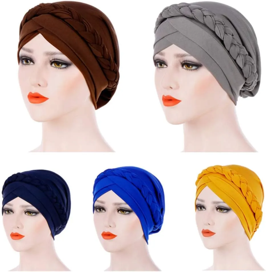 Hijab Braid Silky Turban Hats for Women Cancer Chemo Beanies Cap Headwrap Headwear