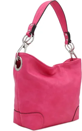Hobo Shoulder Bag with Big Snap Hook Hardware