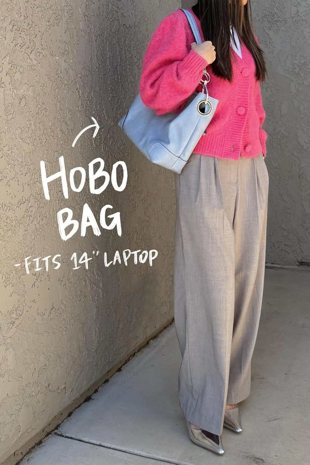Hobo Shoulder Bag with Big Snap Hook Hardware