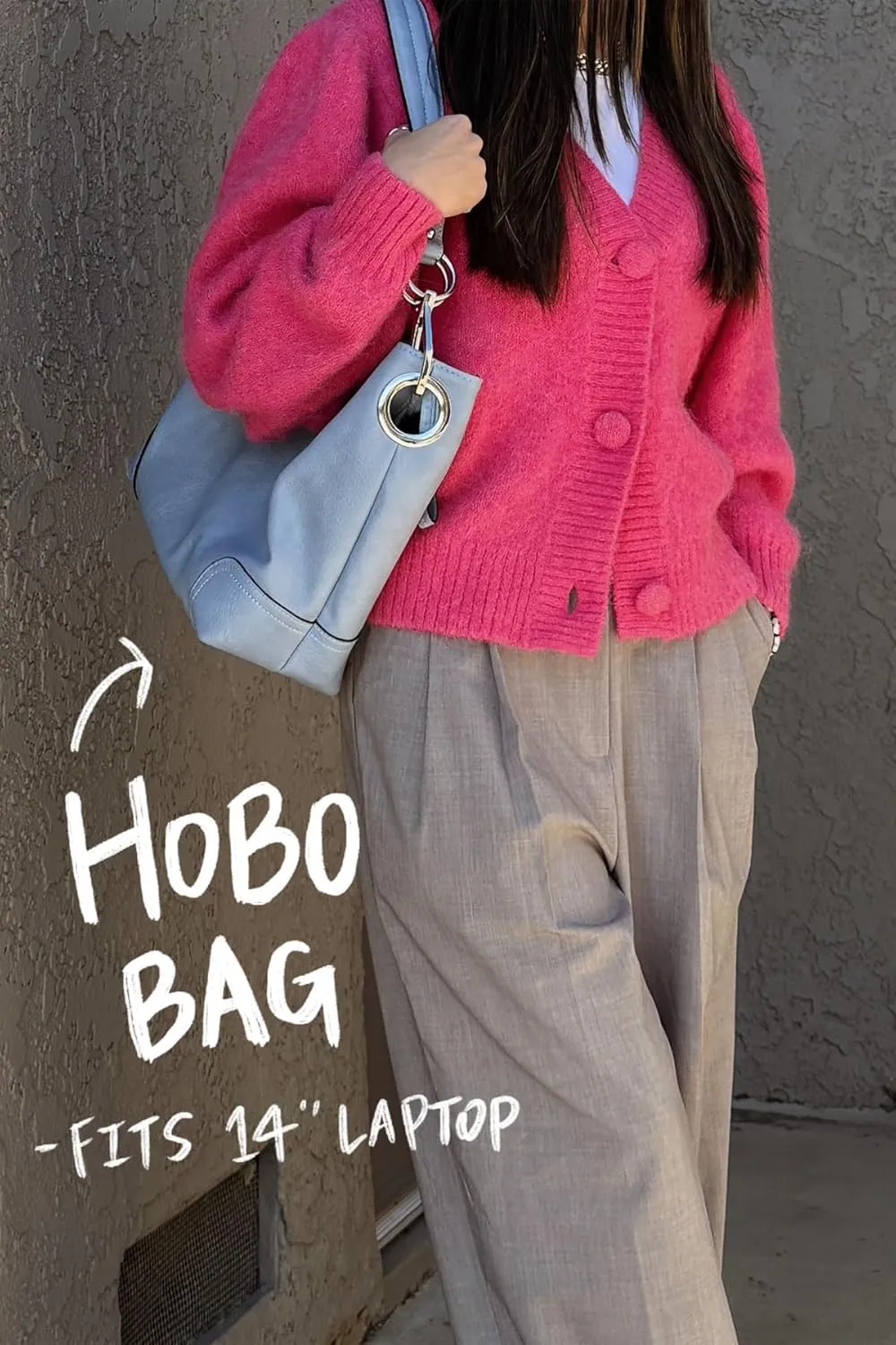 Hobo Shoulder Bag with Big Snap Hook Hardware