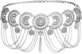 idealway Vintage Waist Chain Hollow Carving Rhinestone Crystal Body Chain Summer Beach Body Waist Chain Jewelry