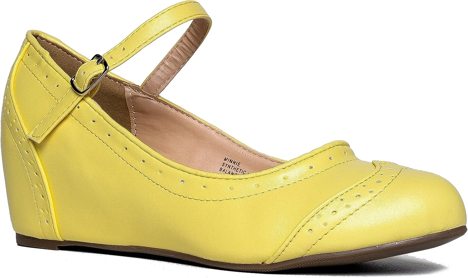 J. Adams Minnie Mary Jane - Retro Round Toe Ankle Strap Wedge - Vintage Oxford