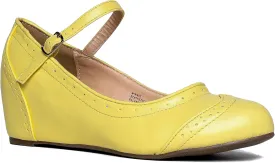 J. Adams Minnie Mary Jane - Retro Round Toe Ankle Strap Wedge - Vintage Oxford