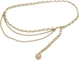 JSEIAJB Spring/Summer Women's Dress With A Waist Chain And Decorative Sweater With A Waist Chain