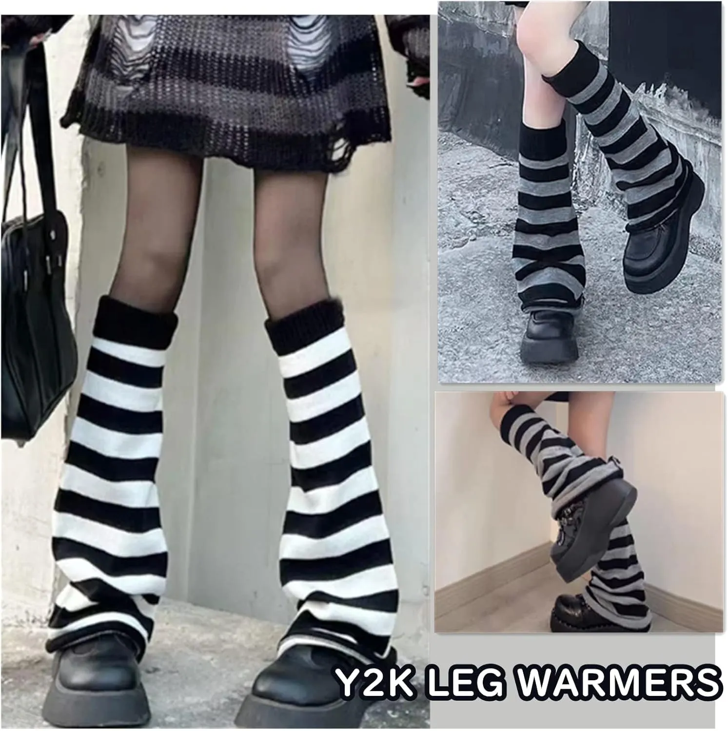 Komorebi Leg Warmers Y2K Kawaii Leg Warmers for Girl Women Cute Knitted Socks Y2K Harajuku Goth Accessories
