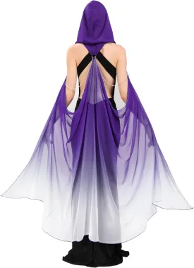 KUOIN Hooded Cape for Women Full Length Tulle Gothic Bridal Fairy Cloak Off Shoudler Capelet 112CM