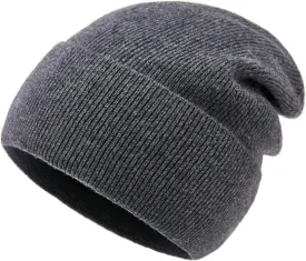 Lallier 100% Merino Wool Beanie with Fleece Lining for Men and Women, Pure Wool Ribbed Knit Warm Winter Hat with Gift Box