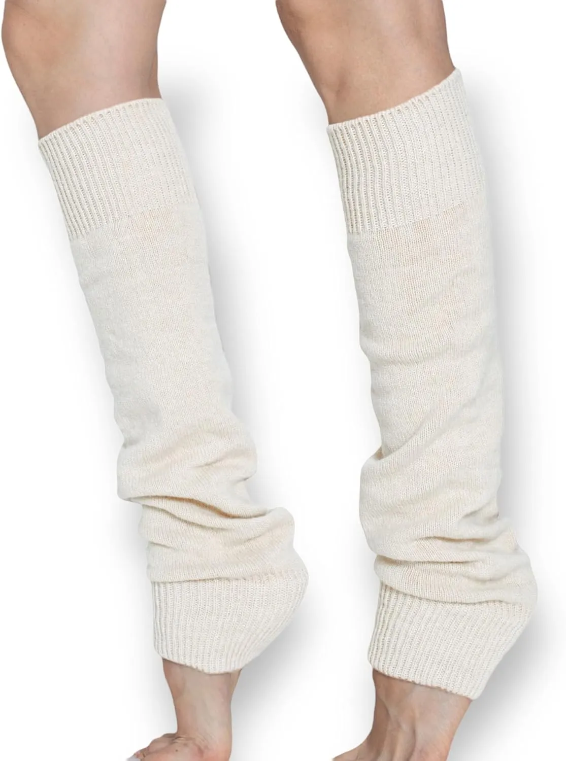 Lambswool Winter Leg Warmers For Women Natural Wool Footless Thick Long Socks