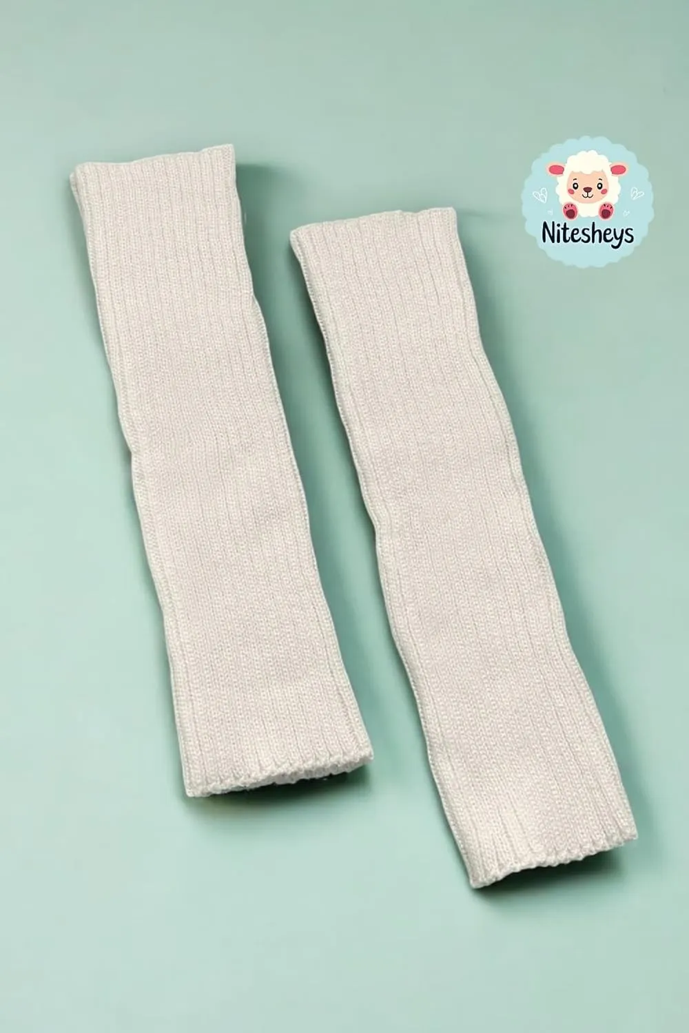 Lambswool Winter Ribbed Leg Warmers Natural Wool Footless Long Socks For Women