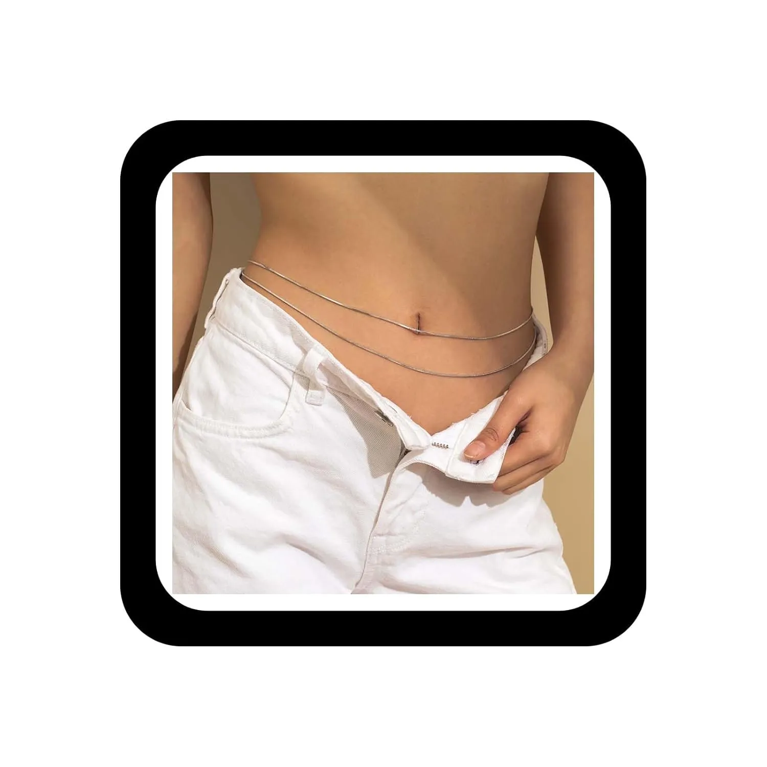 Layered Waist Chain for Women Silver Snake Belly Chain Sexy Bikini Body Chain Minimalist Summer Beach Waist Chain Belt Round Snake Chain Body Party Prom Body Accessory Jewelry