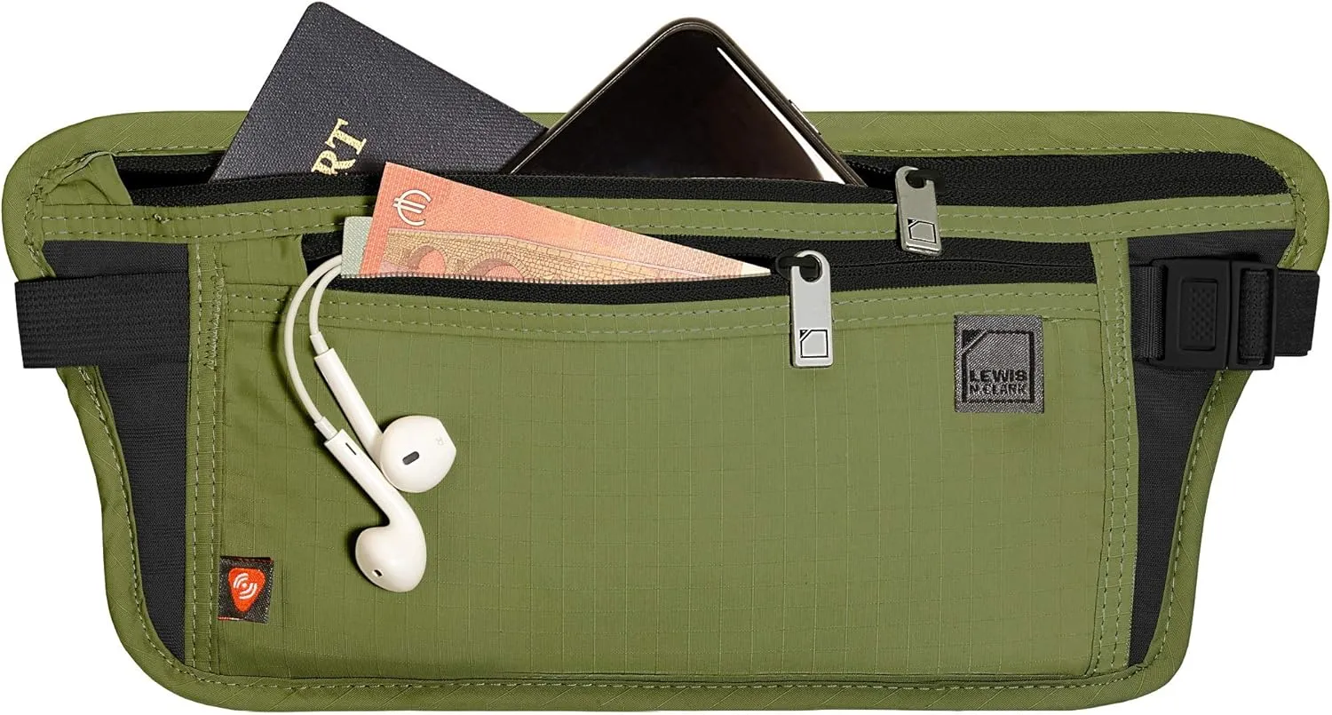 Lewis N. Clark RFID Blocking Money Belt Travel Pouch Waist Stash   Credit Card, Id, Passport Holder for Women & Men