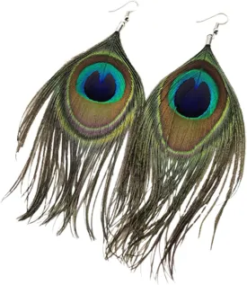 Long Feather Earrings Multicolor Tassel Feather Earrings Handmade Boho Bohemian Peacock Feather Hook Earrings for Women Jewelry