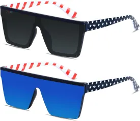 LYZOIT Square Oversized Sunglasses for Women Men Big Flat Top Fashion Shield Large UV Protection Rimless Shades