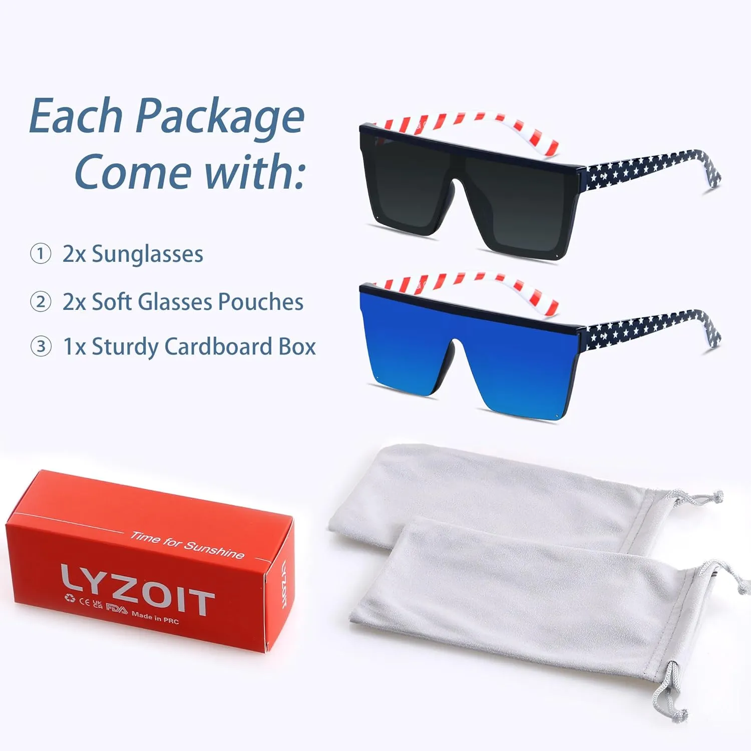 LYZOIT Square Oversized Sunglasses for Women Men Big Flat Top Fashion Shield Large UV Protection Rimless Shades