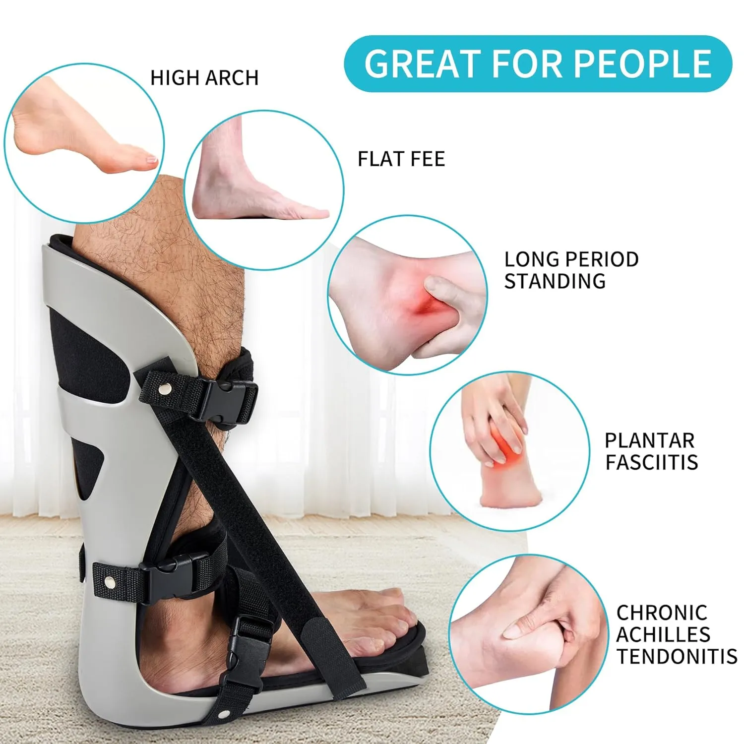 Medibot Sleeping Stretch Boot-Plantar Fasciitis Night Splint Leg Support Brace, Comfortable and Adjustable, Fits Right or Left Foot for Achilles Tendonitis, Heel, Bone Spurs, Calf Stretching(Medium)