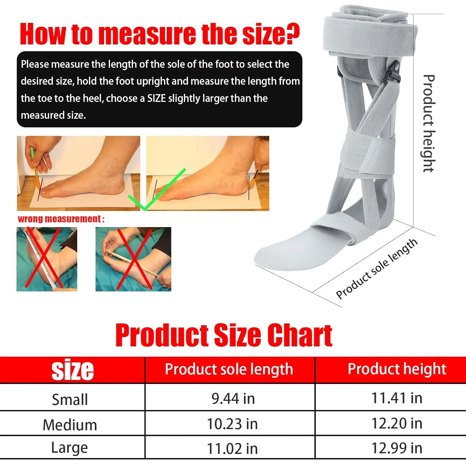 Medical Afo Foot Drop Brace Splint Ankle Foot Orthosis AFO Walking with Shoes or Sleeping for Men Women Stroke Hemiplegia Foot Drop Postural Correction Brace Large-Right